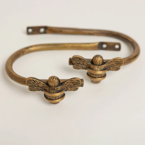 2 Bee Curtain Holdbacks | Brass bee Curtain Tie Backs | Bumblebee Accessories | Bee hooks