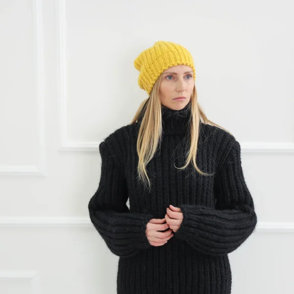 Slouchy beanie hat, Red knit beanie, Warm beanie hat, , Cable knit wool beanie