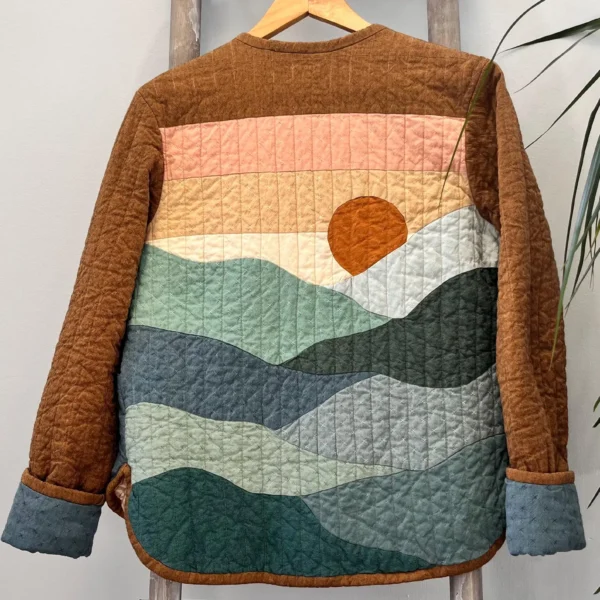 Handmade Quilted Road Trip Jacket: Mountainscape Shacket/Coat