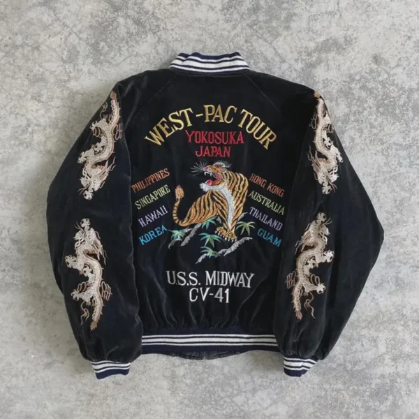 Vintage West Pac Tour Velvet Black  Souvenir Jacket Size Medium